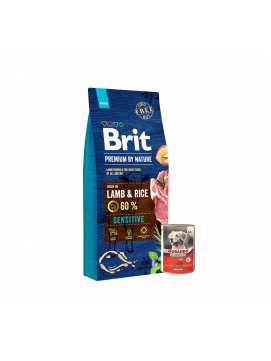 Pakiet Brit Premium By Nature Sensitive Lamb & Rice Jagnięcina & Ryż Karma Dla Dorosłych Psów 15 kg + Morando Pro Mokra Karma Dla Psa Pasztet Z Łososiem 400 g
